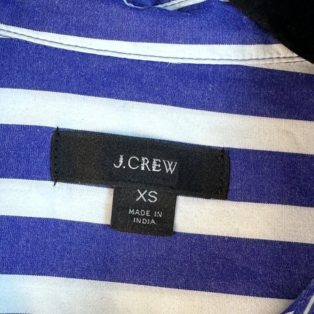 J.Crew Blue White Striped Long-Sleeve Button-Down Shirt Dress XS Preppy Oldmoney - Picture 2 of 13